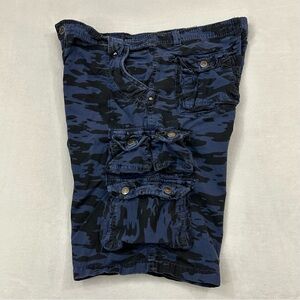 Paper Denim & Cloth Blue Camo Outdoor Hiking Casual Utility Cargo Shorts Mens 38